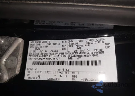 2016 Ford Escape Titanium z USA, uszkodzony, nr VIN 1FMCU9JX3GUC48727